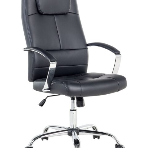 Fauteuil de bureau Beliani noir en cuir PU avec appui-tête coussiné