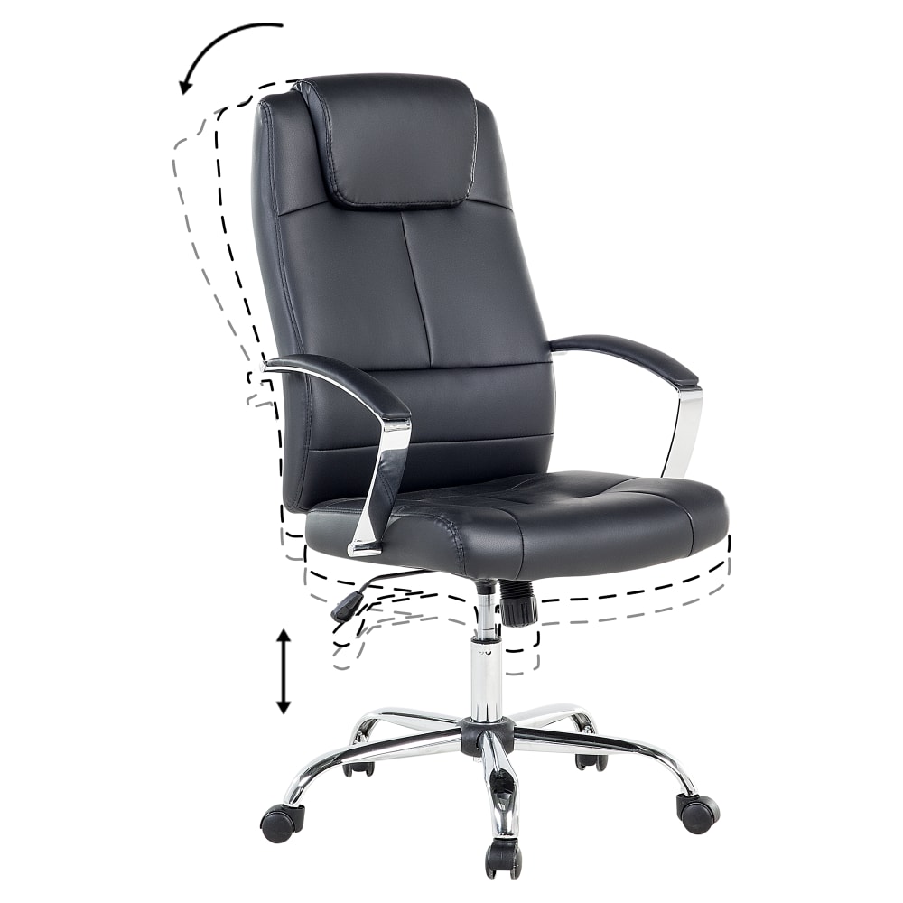 Fauteuil de bureau Beliani noir en cuir PU avec appui-tête coussiné — vue 6