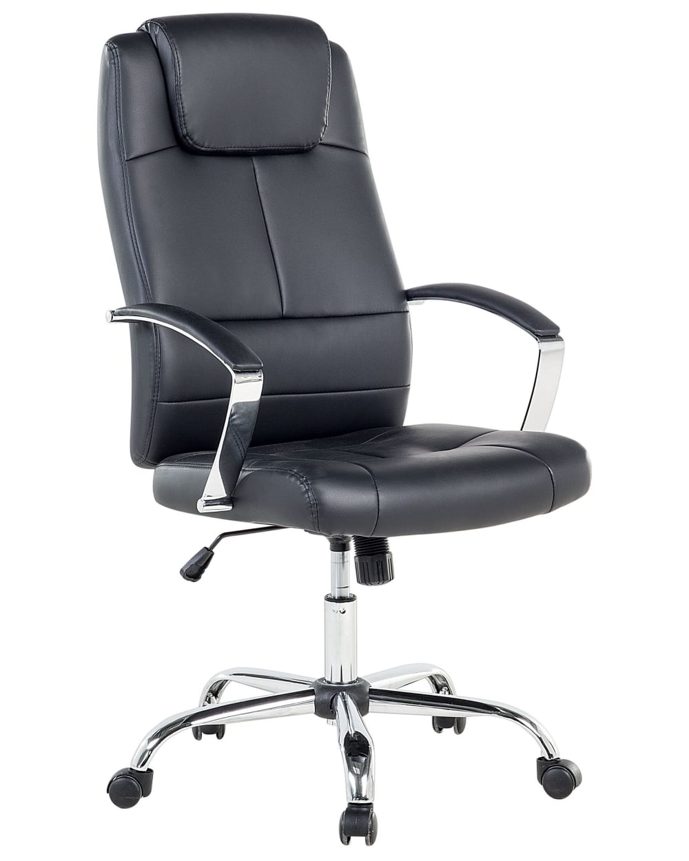 Fauteuil de bureau Beliani noir en cuir PU avec appui-tête coussiné