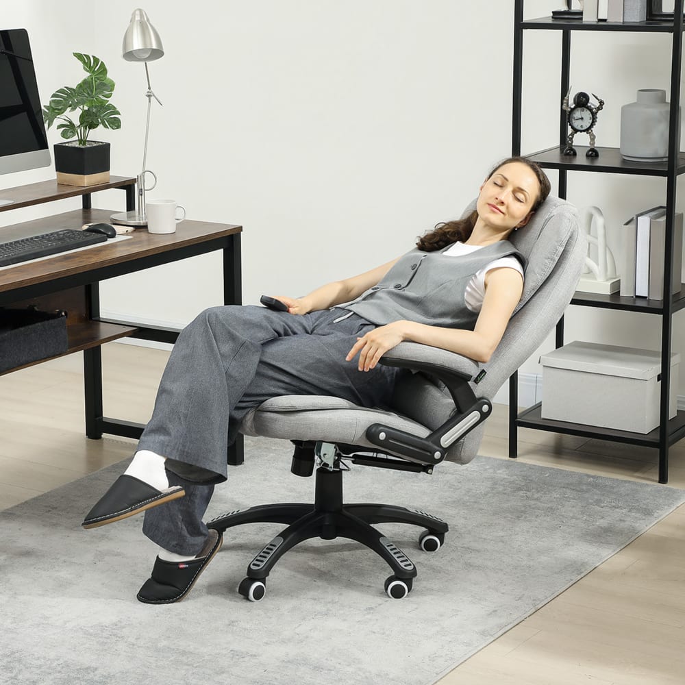Fauteuil de bureau Vinsetto gris avec dossier inclinable et assise réglable — vue 2