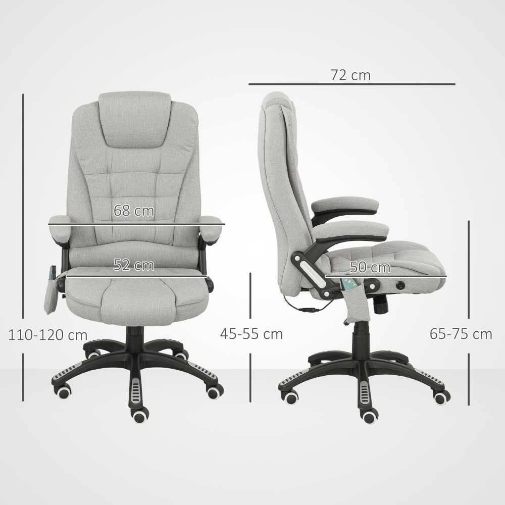 Fauteuil de bureau Vinsetto gris avec dossier inclinable et assise réglable — vue 4