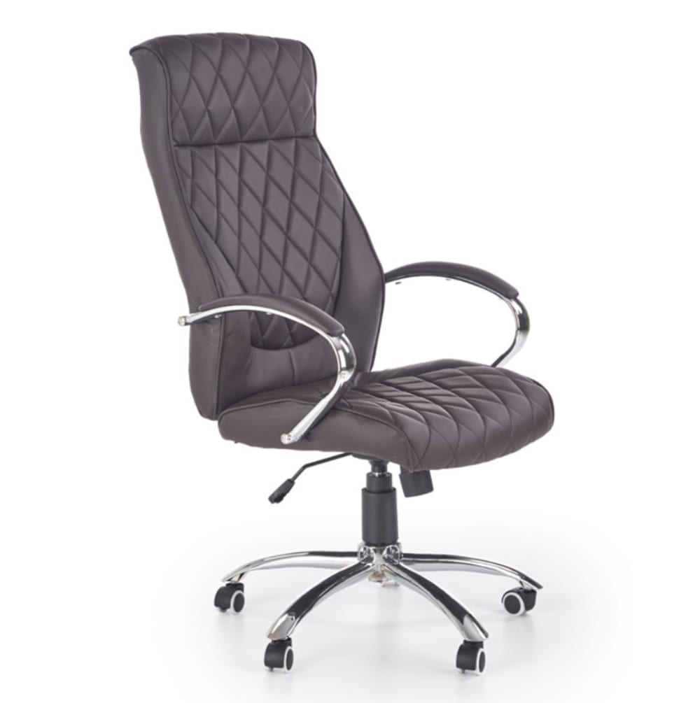 Fauteuil de bureau MSO marron capitonné avec revêtement en cuir et pieds en acier — vue 2