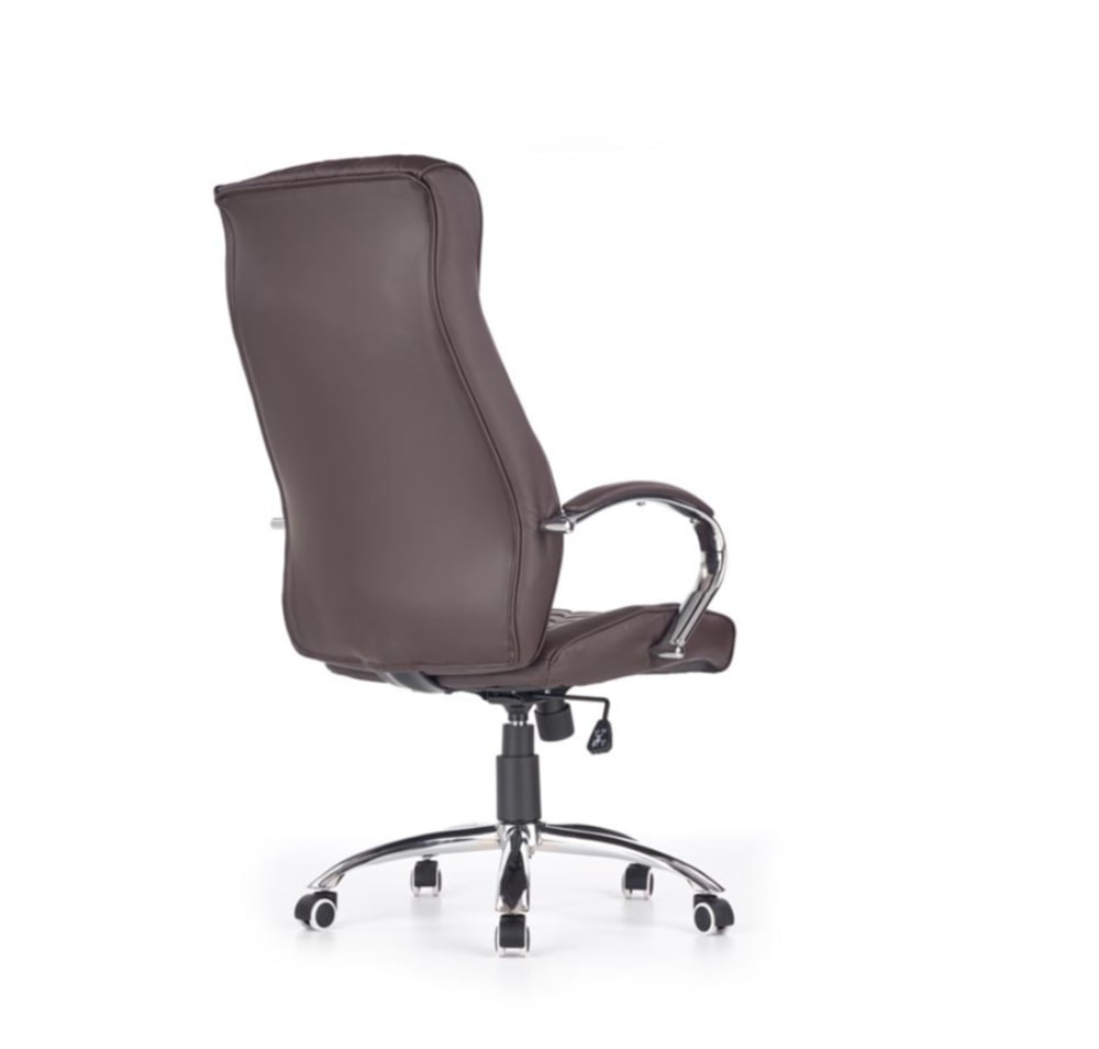 Fauteuil de bureau MSO marron capitonné avec revêtement en cuir et pieds en acier — vue 3