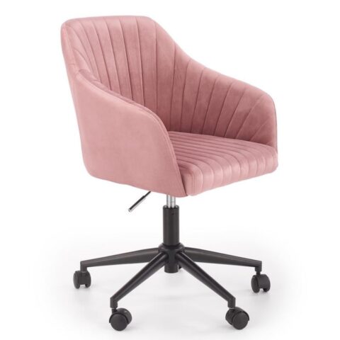 Fauteuil de bureau enfant MSO rose en velours polyester avec piètement acier