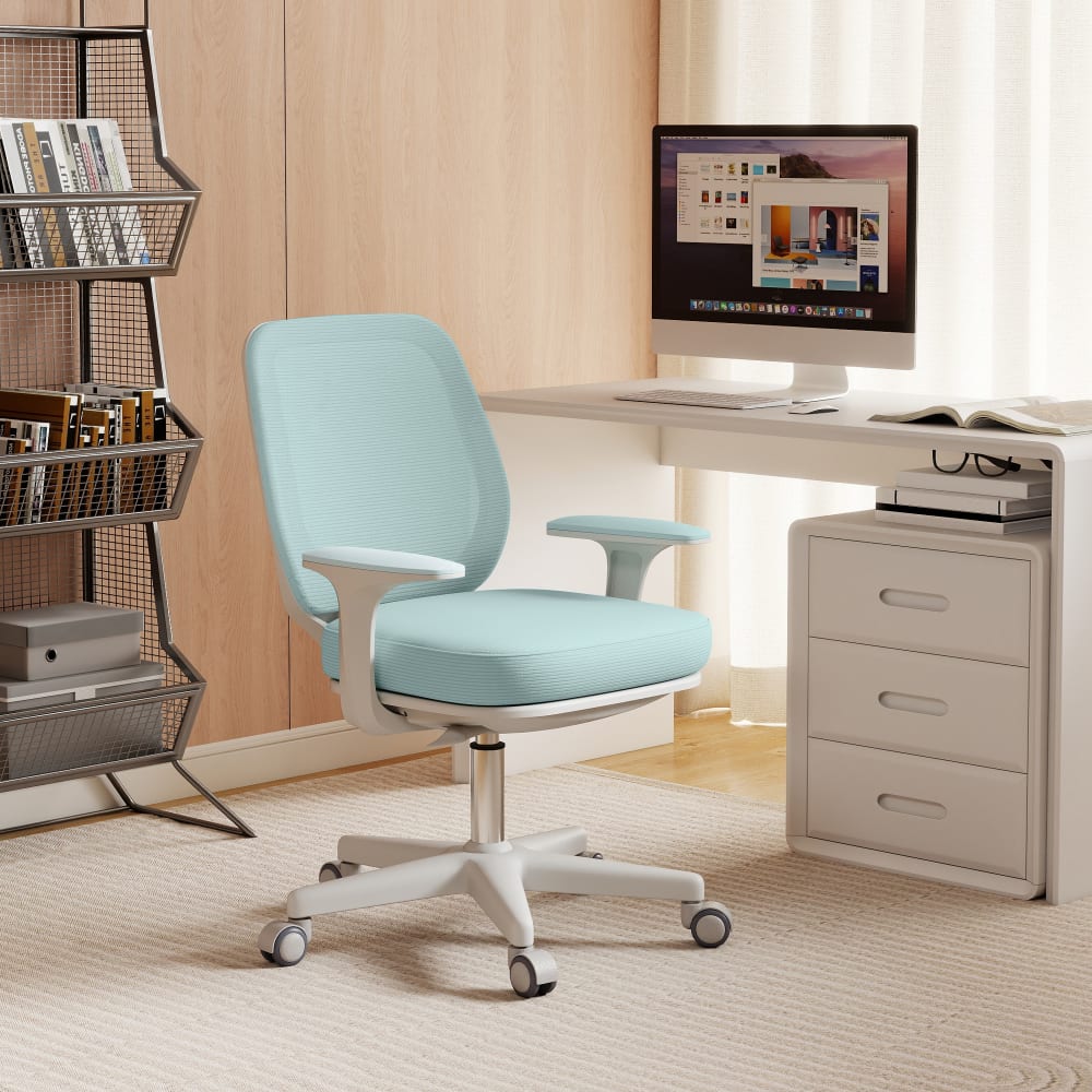 Fauteuil de bureau Vinsetto vert avec dossier en maille et piètement blanc — vue 3