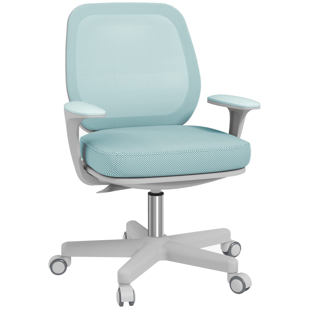 Fauteuil de bureau Vinsetto vert avec dossier en maille et piètement blanc