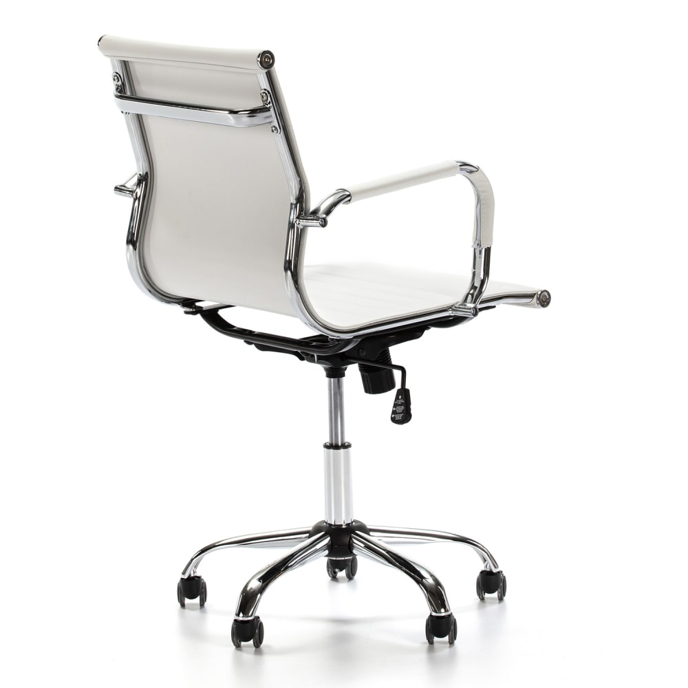 Fauteuil de bureau HOMN CROMA blanc avec accoudoirs rembourrés et base argentée — vue 4