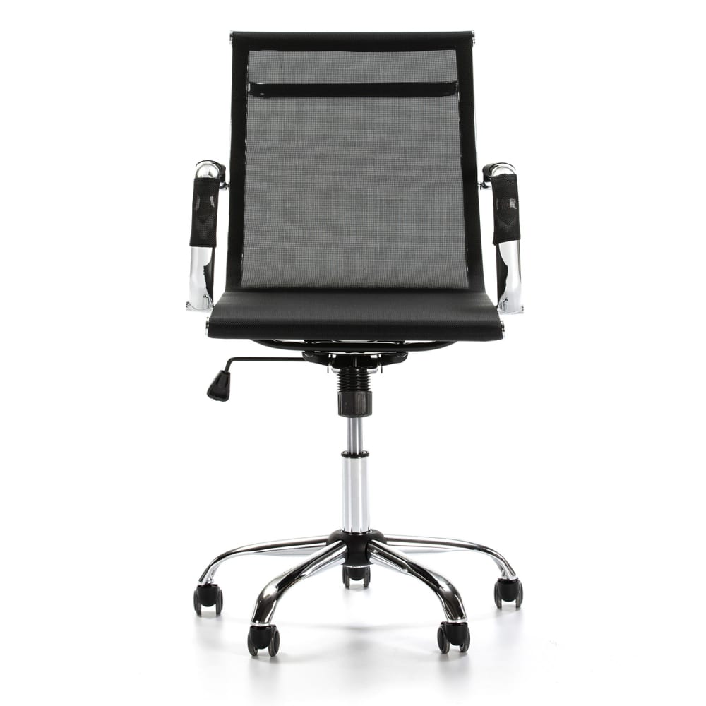 Fauteuil de bureau HOMN OXFORD noir avec accoudoirs et large base argentée — vue 3