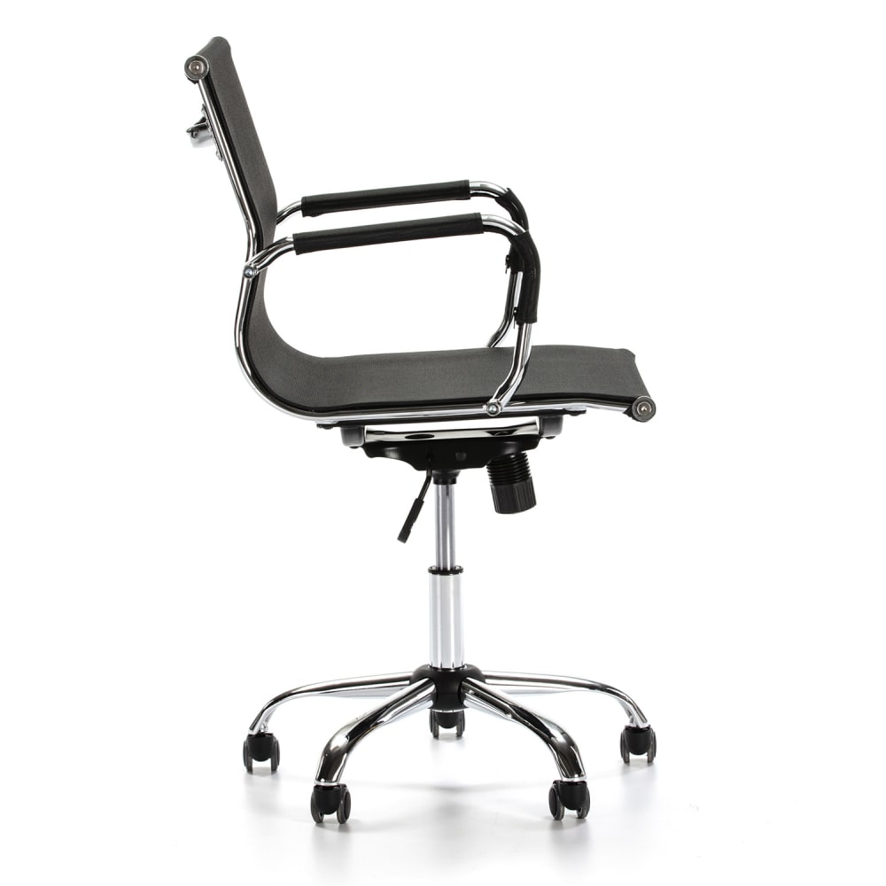 Fauteuil de bureau HOMN OXFORD noir avec accoudoirs et large base argentée — vue 4