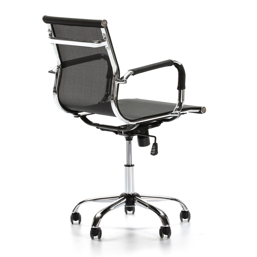 Fauteuil de bureau HOMN OXFORD noir avec accoudoirs et large base argentée — vue 5