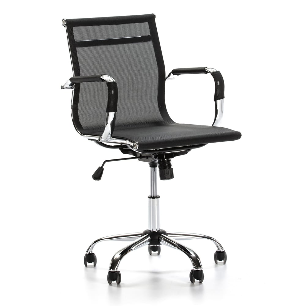 Fauteuil de bureau HOMN OXFORD noir avec accoudoirs et large base argentée