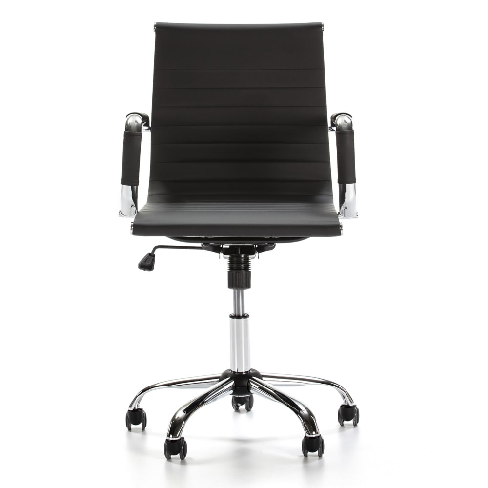 Fauteuil de bureau HOMN CROMA noir avec accoudoirs rembourrés et base argentée — vue 3