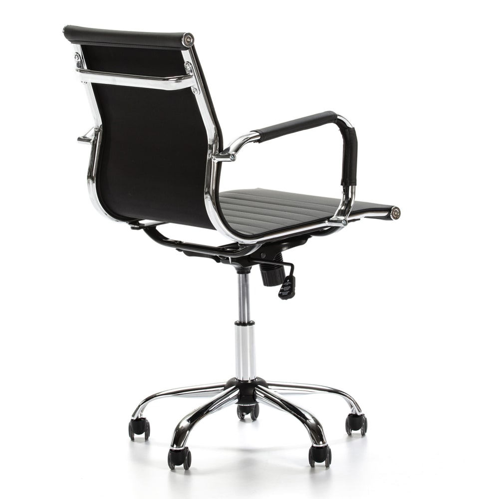 Fauteuil de bureau HOMN CROMA noir avec accoudoirs rembourrés et base argentée — vue 5