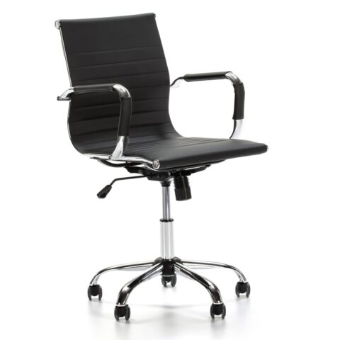 Fauteuil de bureau HOMN CROMA noir avec accoudoirs rembourrés et base argentée