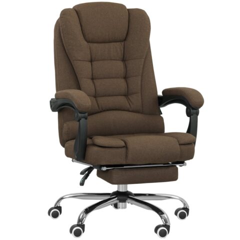 Fauteuil de bureau Vinsetto marron avec dossier inclinable et repose-pied pliable