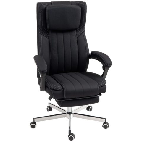 Fauteuil de bureau Vinsetto noir inclinable avec repose-pieds escamotable