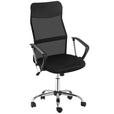 Fauteuil de bureau manager Homcom noir avec dossier en maille et assise rembourrée