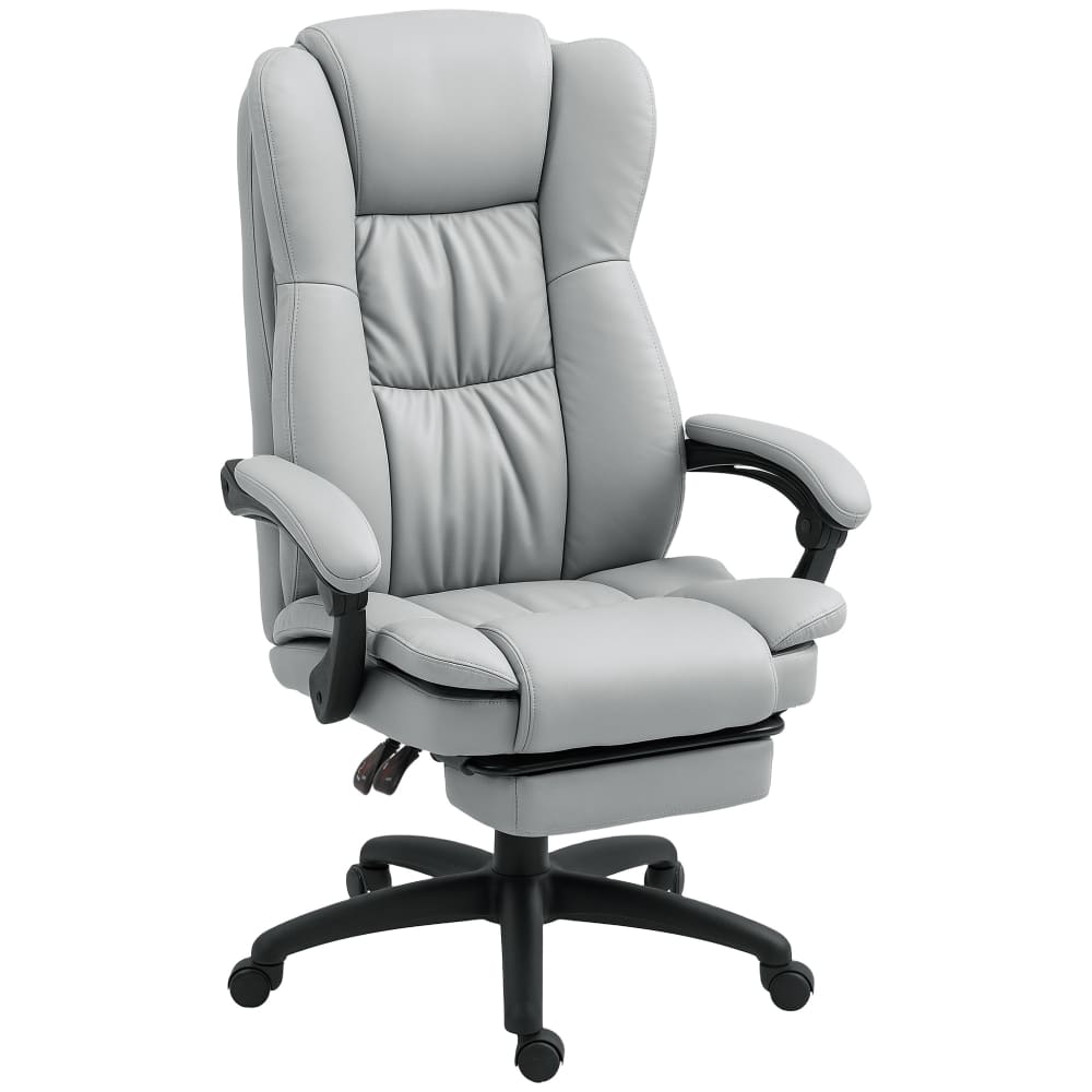 Fauteuil de bureau massant Vinsetto gris avec repose-pieds et dossier inclinable
