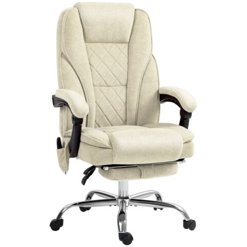 Fauteuil de bureau massant Vinsetto beige avec repose-pieds intégré