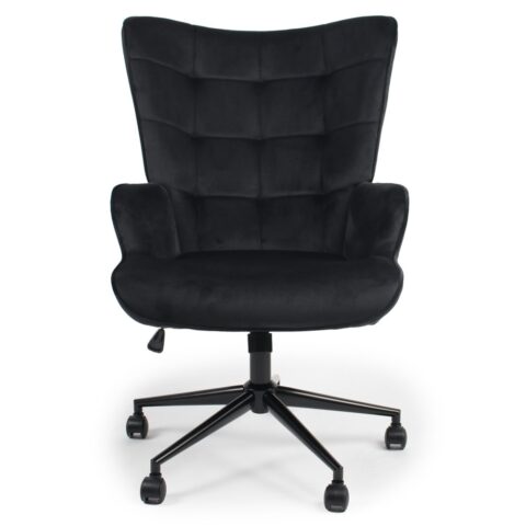Fauteuil de bureau Menzzo Florelo noir en velours à haut dossier