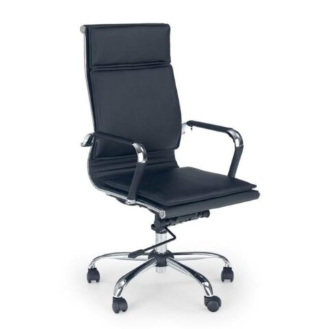 Fauteuil de bureau MSO noir en simili cuir avec structure chromée