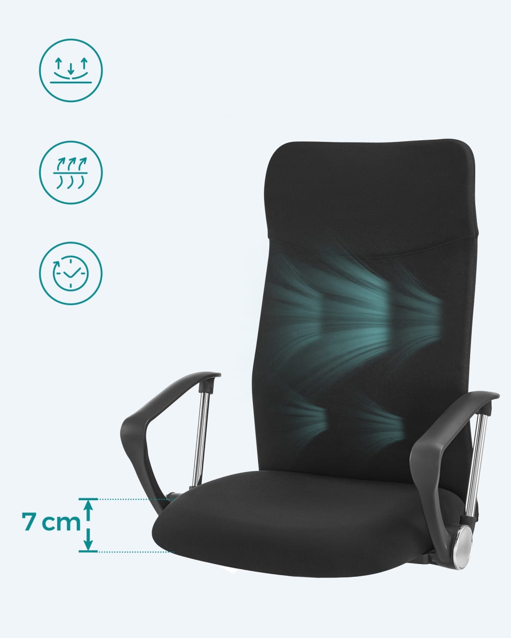Fauteuil de bureau SONGMICS noir avec dossier haut et assise rembourrée — vue 4