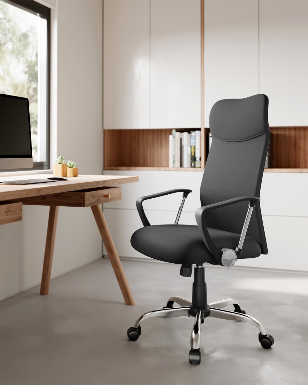 Fauteuil de bureau SONGMICS noir avec dossier haut et assise rembourrée — vue 5