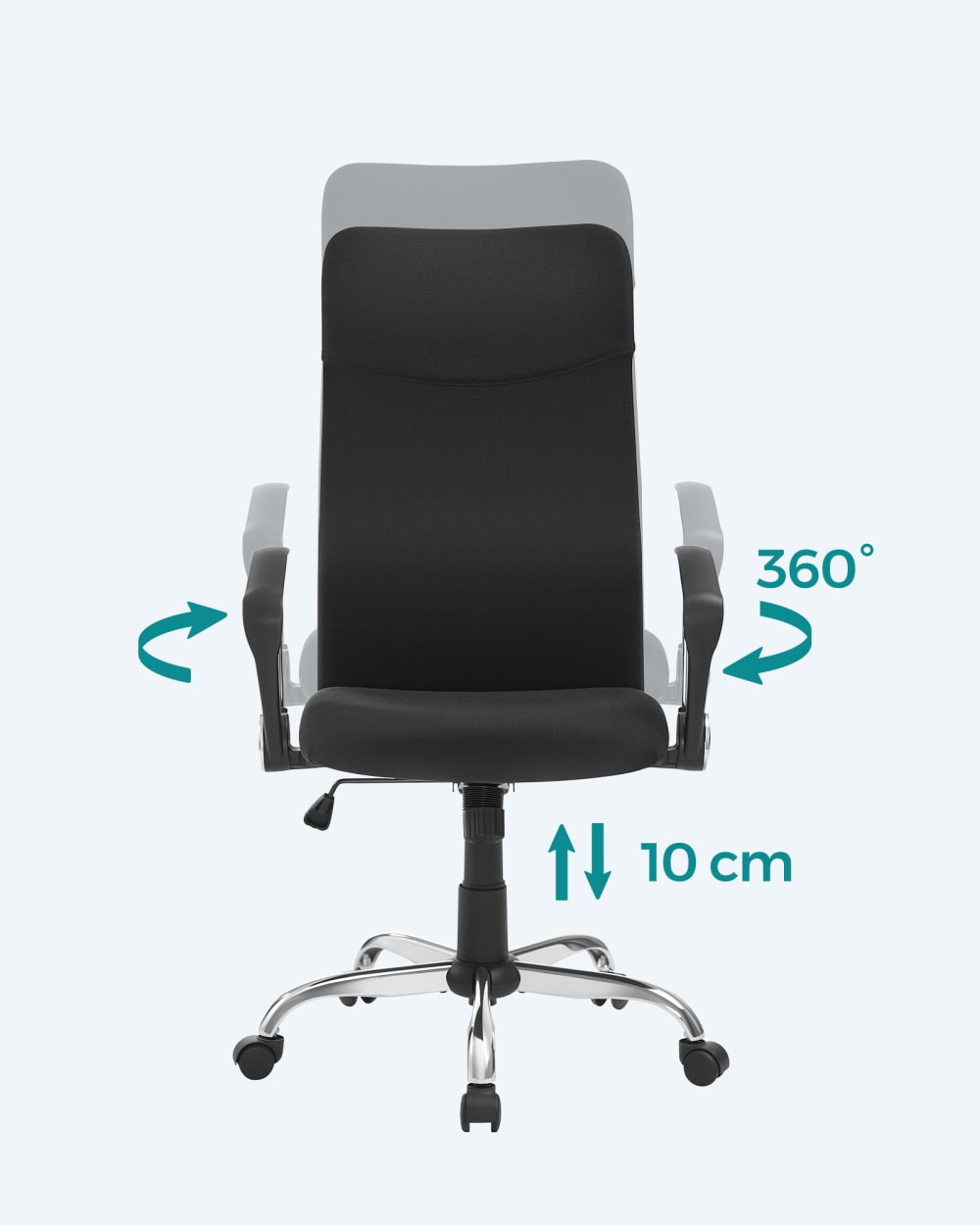 Fauteuil de bureau SONGMICS noir avec dossier haut et assise rembourrée — vue 7