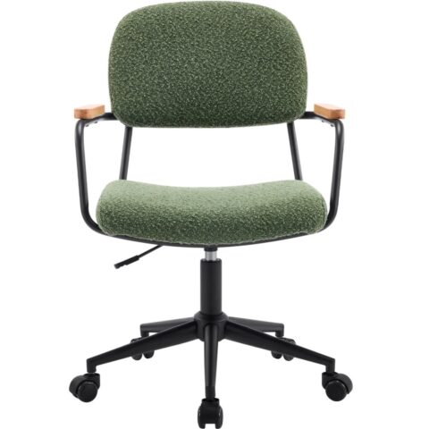 Fauteuil de bureau Homifab Gianni pivotant en tissu bouclé vert