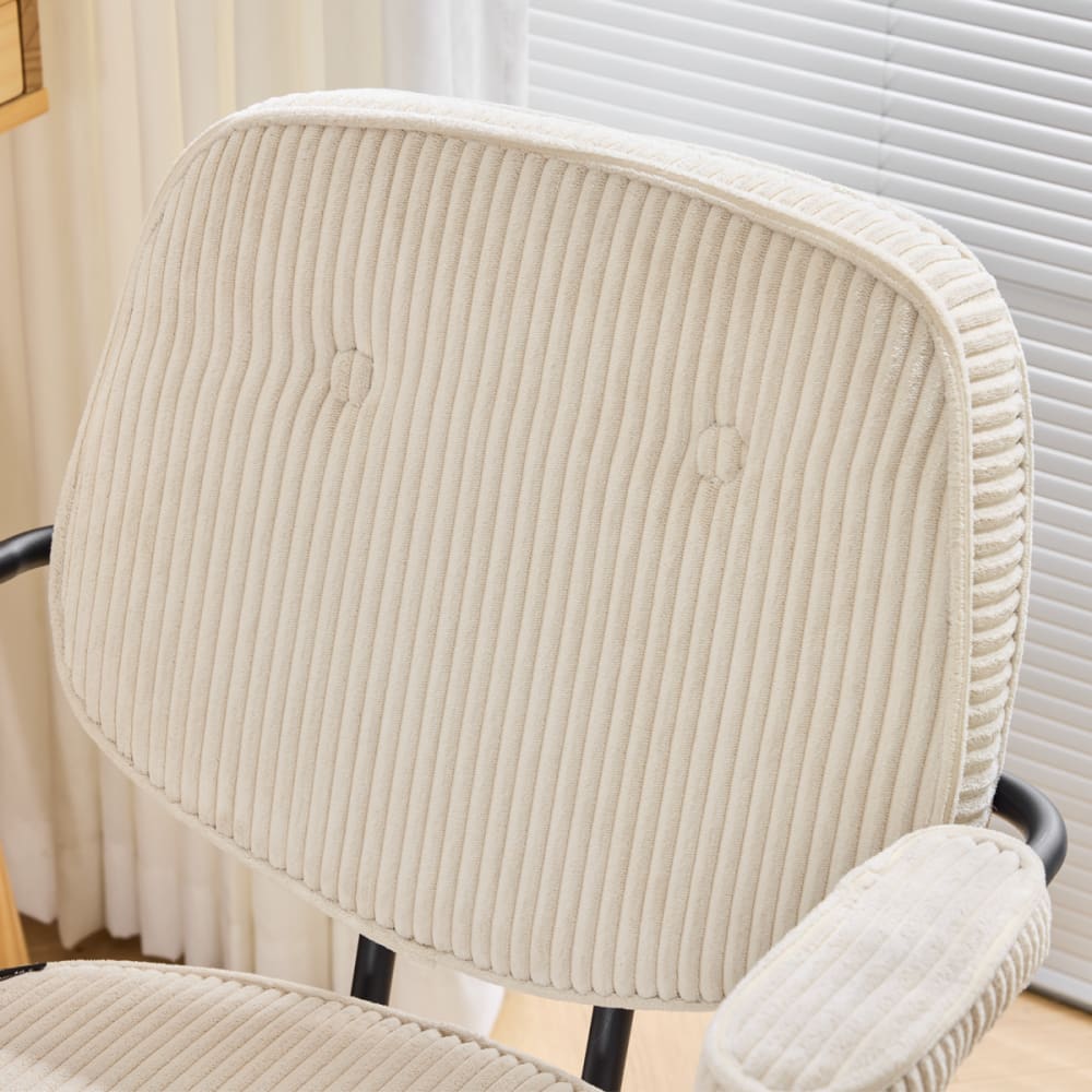 Fauteuil de bureau Ann en velours côtelé beige avec piètement à roulettes — vue 5