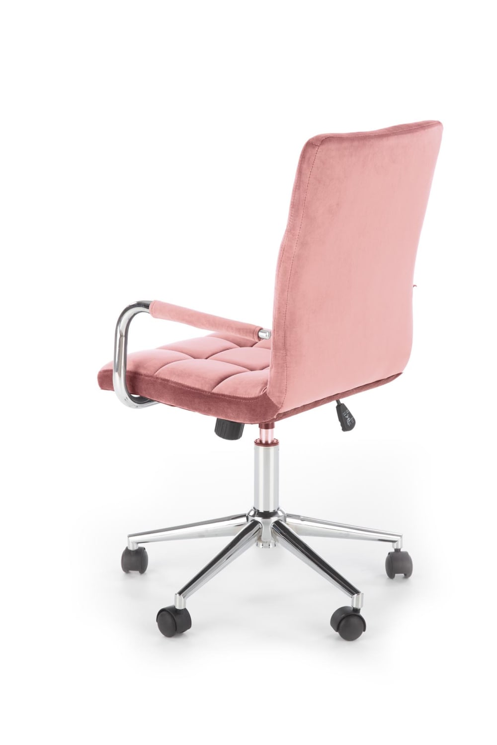 Siège de bureau enfant MSO en velours rose avec structure chromée — vue 2