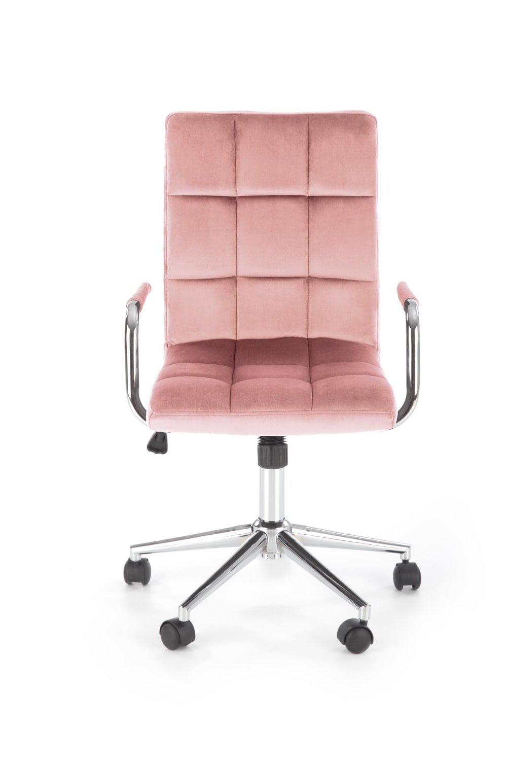 Siège de bureau enfant MSO en velours rose avec structure chromée — vue 4