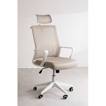 Chaise de bureau Sklum Teill Colors beige lin avec accoudoirs et roulettes — vue 5