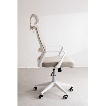 Chaise de bureau Sklum Teill Colors beige lin avec accoudoirs et roulettes — vue 6