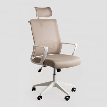 Chaise de bureau Sklum Teill Colors beige lin avec accoudoirs et roulettes